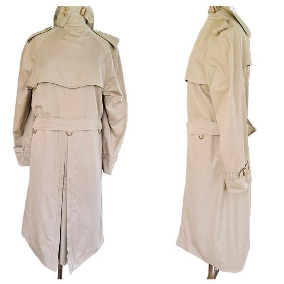 BURBERRY Vintage Men's Tan Trench Coat w/ Removable Wool Liner 40 Long *flaws - Picture 4 of 15